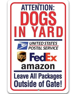 Dogs in Yard Sign for Pet Owners -Made in the USA Metal Sign