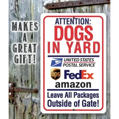 Dogs in Yard Sign for Pet Owners -Made in the USA Metal Sign