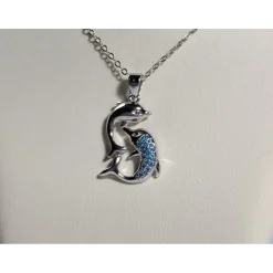 Dolphin Necklaces (4 Styles) in 925 Silver with Blue Cubic Zirconia