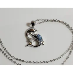 Dolphin Necklaces (4 Styles) in 925 Silver with Blue Cubic Zirconia