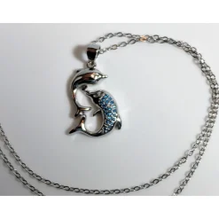 Dolphin Necklaces (4 Styles) in 925 Silver with Blue Cubic Zirconia