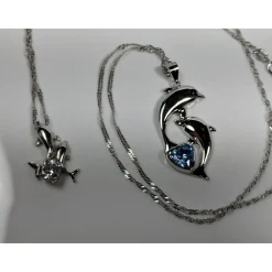 Dolphin Necklaces (4 Styles) in 925 Silver with Blue Cubic Zirconia