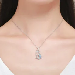 Dolphin Necklaces (4 Styles) in 925 Silver with Blue Cubic Zirconia