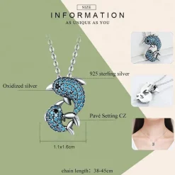 Dolphin Necklaces (4 Styles) in 925 Silver with Blue Cubic Zirconia