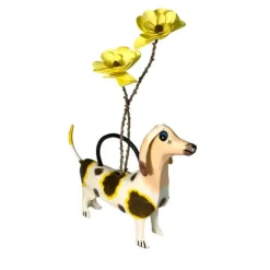 Dora the Dachshund Metal Art Watering Can Polka Dot Doggy *