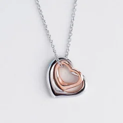 Double Heart Sterling Silver Pendant-Gorgeous and Fine Quality!