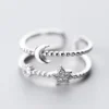 Double Layer Moon & Stars Adjustable Ring