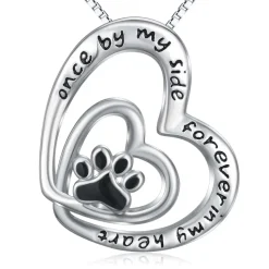 Double Paw Memorial Sterling Silver Necklace - Pet Jewelry for Pet Lovers
