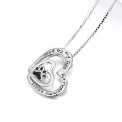 Double Paw Memorial Sterling Silver Necklace - Pet Jewelry for Pet Lovers