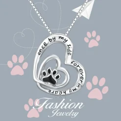 Double Paw Memorial Sterling Silver Necklace - Pet Jewelry for Pet Lovers