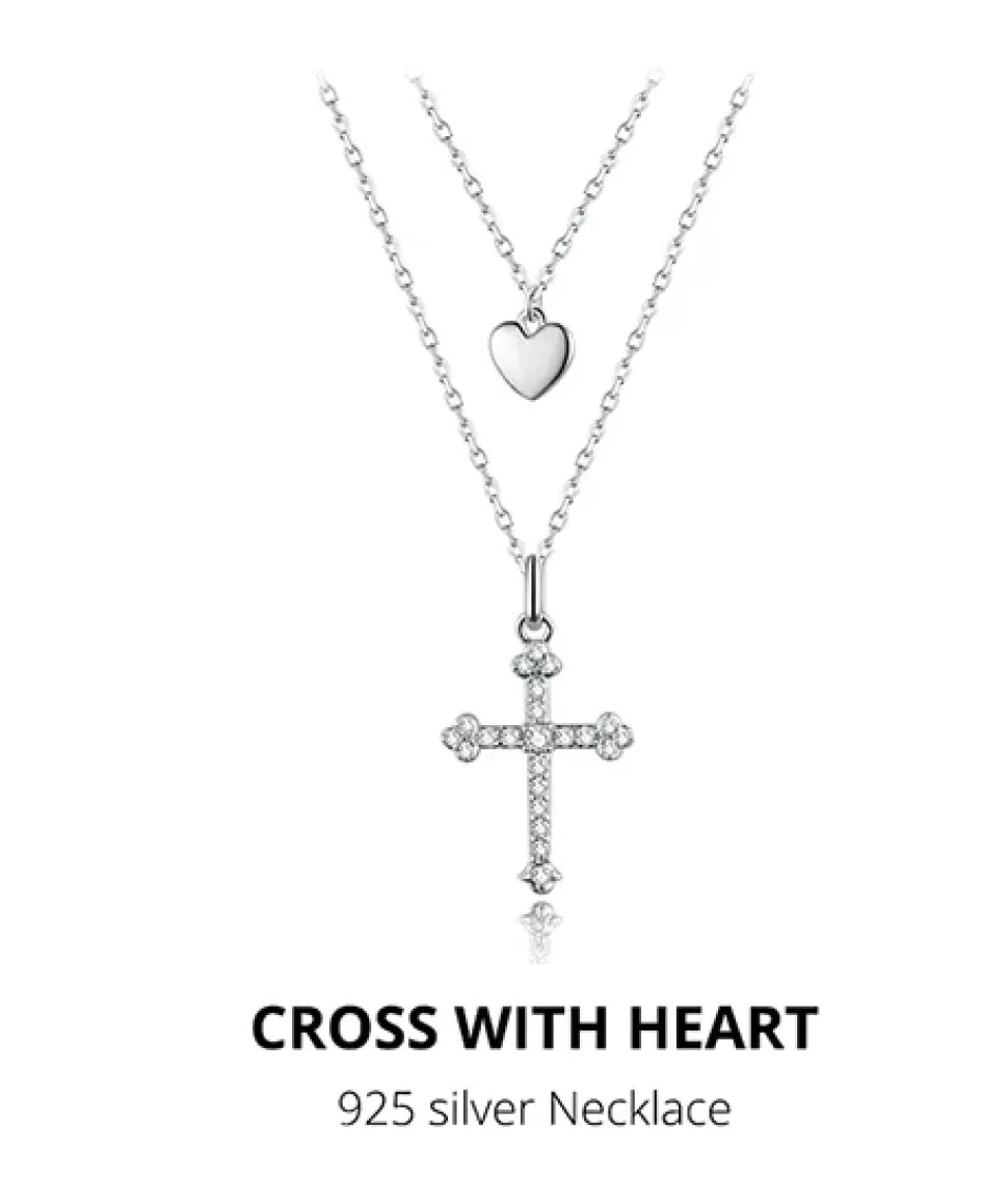 Double Strand Cross and Heart Necklace Gorgeous!