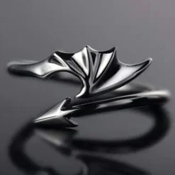 Dragon or Dragon's Tail Ring Black Finish Fashion Adjustable Ring
