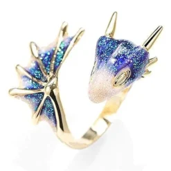 Dragon or Dragon's Tail Ring Black Finish Fashion Adjustable Ring