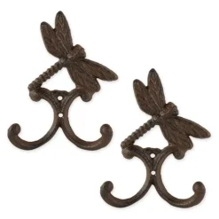 Dragonfly Cast Iron Double Wall Hook Set of 2