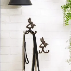 Dragonfly Cast Iron Double Wall Hook Set of 2