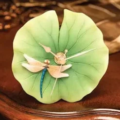Dragonfly On Lotus Clock