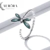 Dragonfly Ring and Earrings Fine 925 Sterling Silver Enamel and CZ