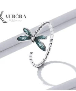 Dragonfly Ring and Earrings Fine 925 Sterling Silver Enamel and CZ