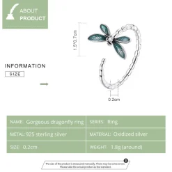 Dragonfly Ring and Earrings Fine 925 Sterling Silver Enamel and CZ