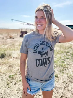 Easily Distracted By Cows' Graphic Tee