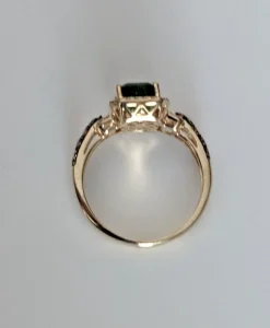 Effy Genuine Emerald and Diamond Halo Ring 14K Gold-Pre-owned