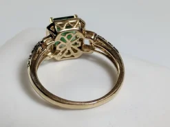 Effy Genuine Emerald and Diamond Halo Ring 14K Gold-Pre-owned