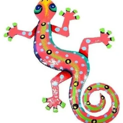 Eight Inch Pink Metal Gecko - Caribbean Craft *