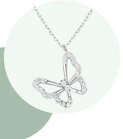 Elegant Butterfly Necklaces and Ring in Fine 925 Sterling Silver with CZ