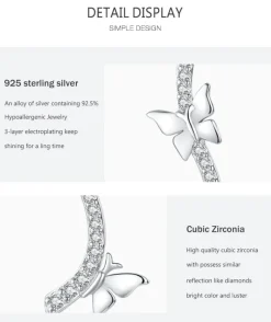 Elegant Butterfly Necklaces and Ring in Fine 925 Sterling Silver with CZ