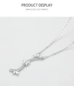 Elegant Butterfly Necklaces and Ring in Fine 925 Sterling Silver with CZ