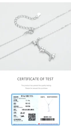 Elegant Butterfly Necklaces and Ring in Fine 925 Sterling Silver with CZ