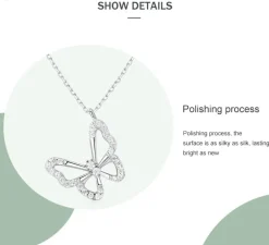 Elegant Butterfly Necklaces and Ring in Fine 925 Sterling Silver with CZ