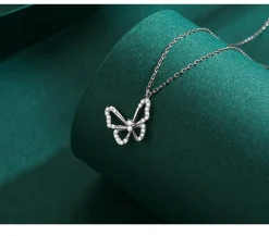 Elegant Butterfly Necklaces and Ring in Fine 925 Sterling Silver with CZ