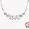 Elegant Flower Necklace in Fine 925 Sterling Silver with CZ