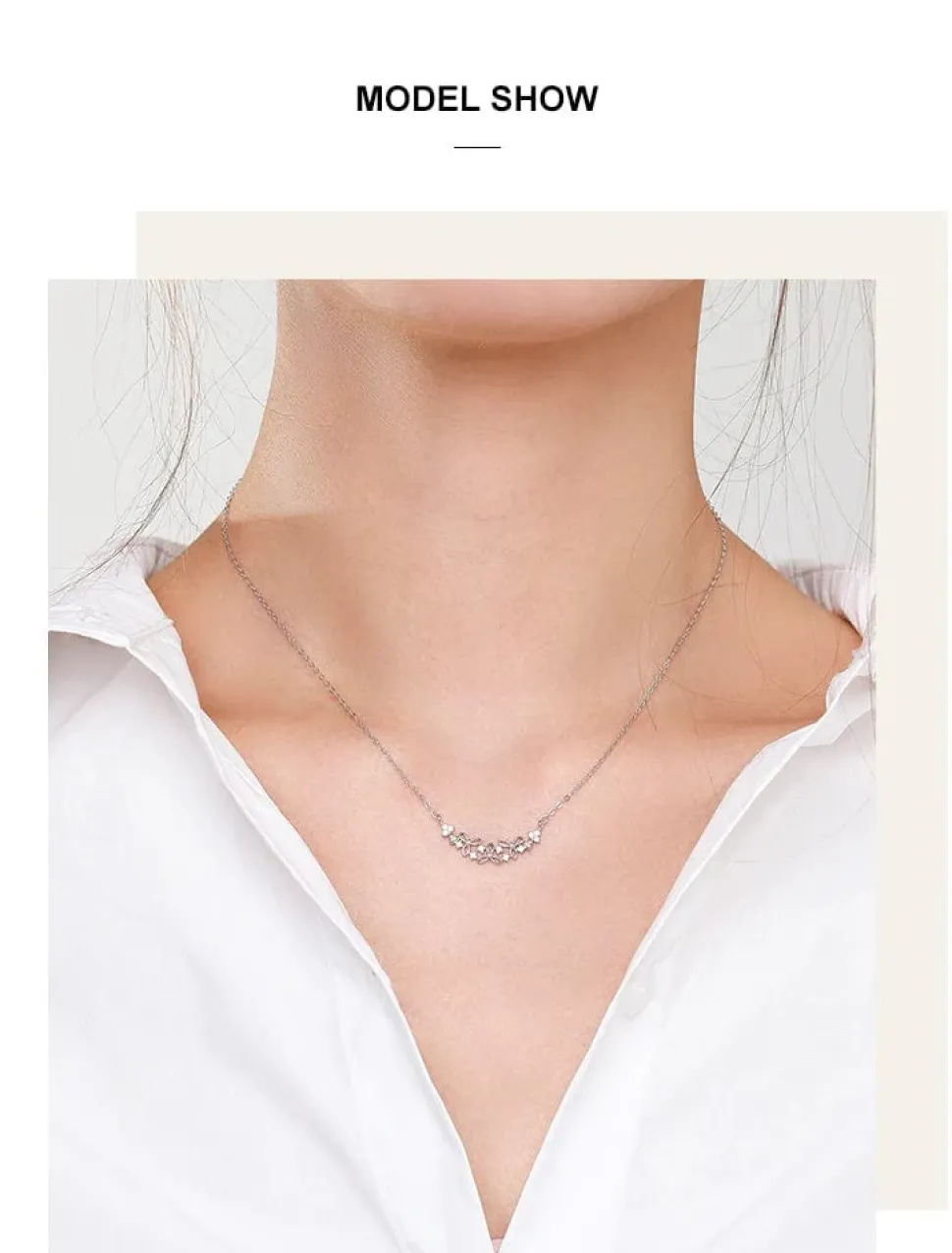 Elegant Flower Necklace in Fine 925 Sterling Silver with CZ