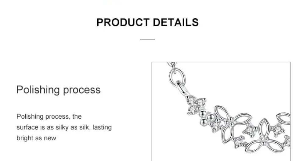 Elegant Flower Necklace in Fine 925 Sterling Silver with CZ