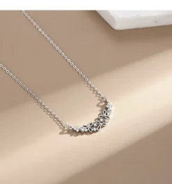 Elegant Flower Necklace in Fine 925 Sterling Silver with CZ