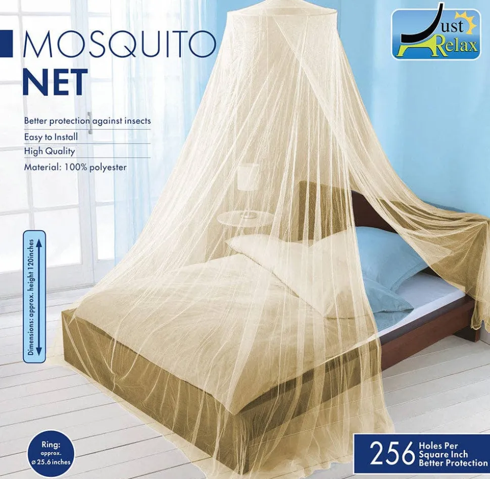Elegant Mosquito Net Bed Canopy Set, Beige All Sizes
