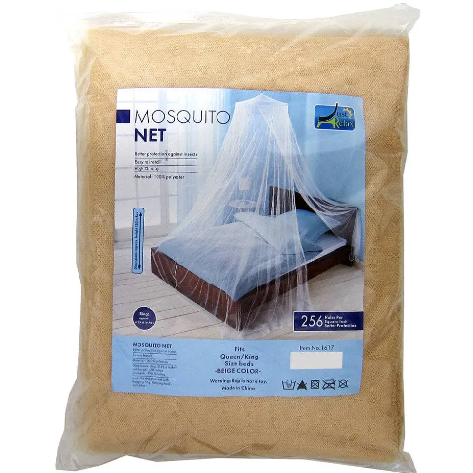 Elegant Mosquito Net Bed Canopy Set, Beige All Sizes