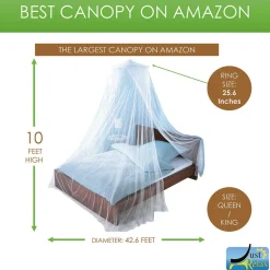 Elegant Mosquito Net Bed Canopy Set, Beige All Sizes