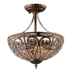 Elizabethan 3-Lght Semi Flush Drk Bz