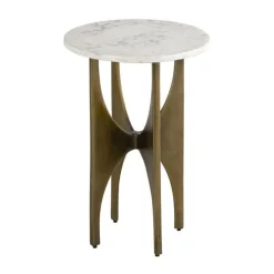 Elroy White Marble Topped Accent Table