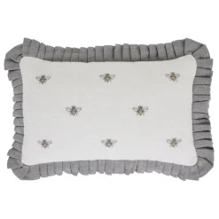 Embroidered Ruffled Bee Pillow 14x22