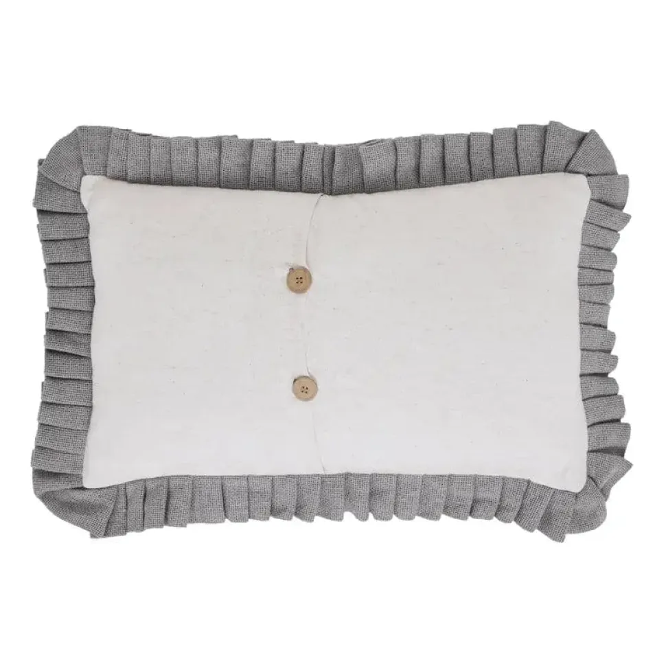 Embroidered Ruffled Bee Pillow 14x22