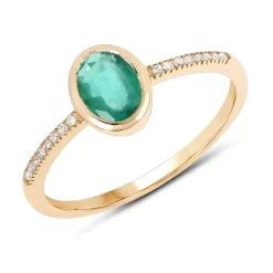 Emerald and Diamond Ring in 14K Yellow Gold Sleek and Modern