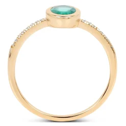 Emerald and Diamond Ring in 14K Yellow Gold Sleek and Modern