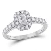 EMERALD CUT DIAMOND HALO BRIDAL ENGAGEMENT RING 3/4 CTTW (CERTIFIED) 14K WHITE GOLD