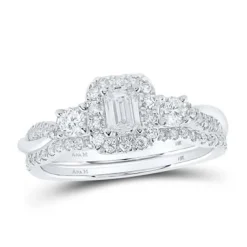 Emerald Cut Diamond Wedding Set Desinger Certified 14K Gold Rose, Yellow or White