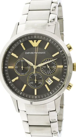 Emporio Armani Men's Chronograph Silver Stainless-Steel Men's Chronograph Stainless Steel Bracelet Watch 43mm
