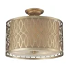 Estonia 3-Lght Semi Flush W/Metal & Beige Fabric Shade